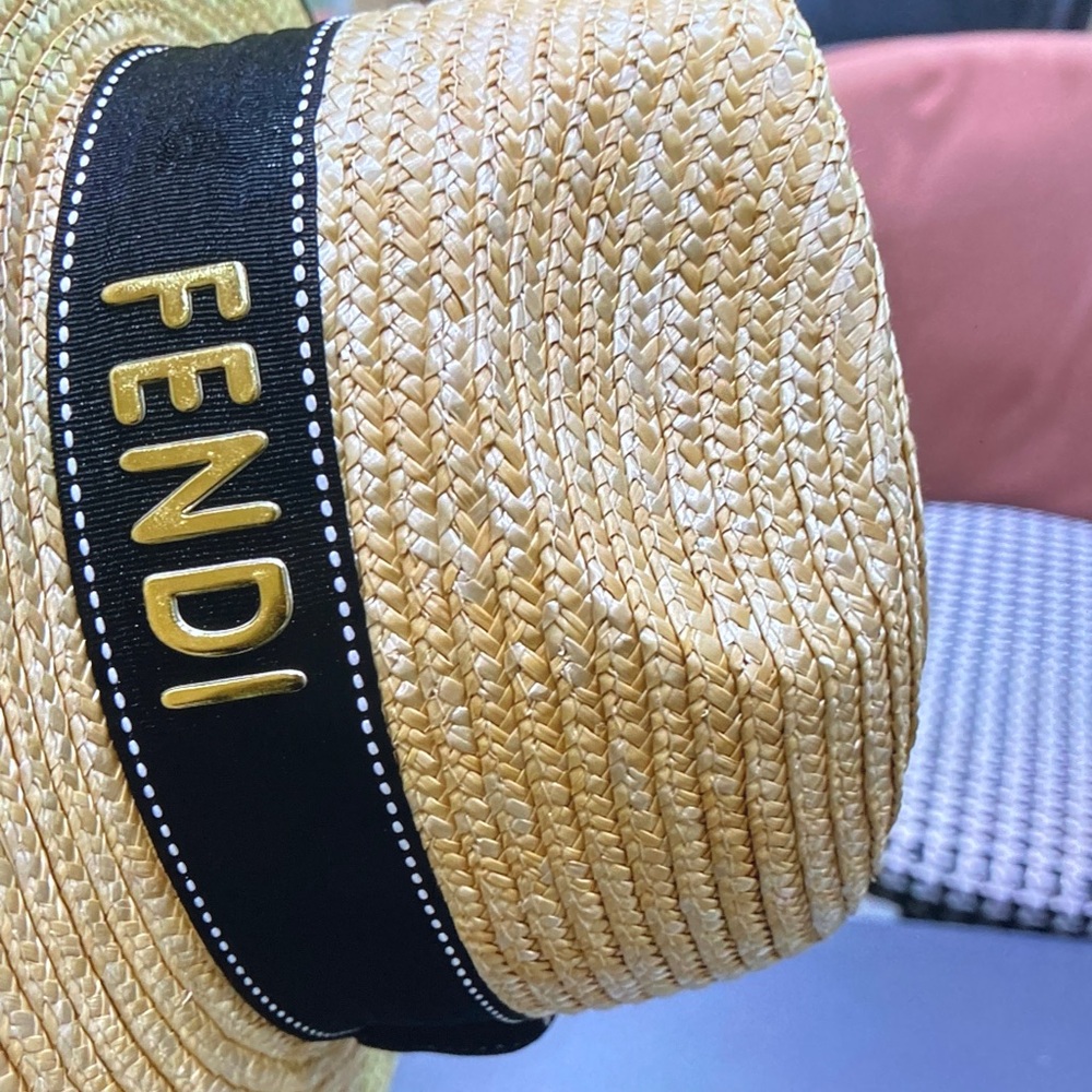 Fendi FF Logo Woven Straw Sun Hat - Picture 8 of 9